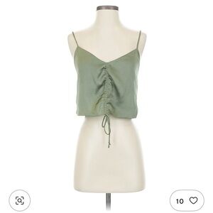 Wilfred Green Ruched Spaghetti Strap crop Top